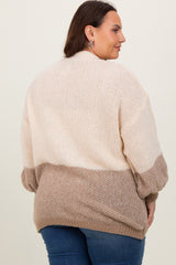 Cream Colorblock Bubble Sleeve Maternity Cardigan