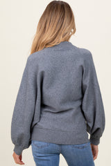 Grey Oversized Bubble Sleeve Maternity Sweater