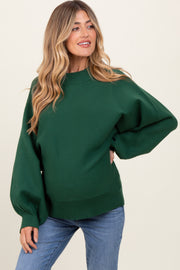 Forest Green Oversized Bubble Sleeve Maternity Sweater