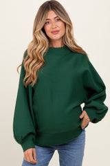 Forest Green Oversized Bubble Sleeve Maternity Sweater