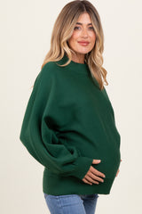 Forest Green Oversized Bubble Sleeve Maternity Sweater