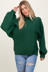 Forest Green Oversized Bubble Sleeve Sweater