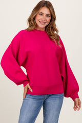 Magenta Oversized Bubble Sleeve Maternity Sweater