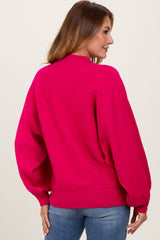 Magenta Oversized Bubble Sleeve Sweater