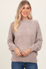 Beige Chenille Knit Sweater