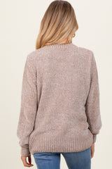 Beige Chenille Knit Maternity Sweater