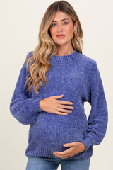 Periwinkle Chenille Knit Maternity Sweater