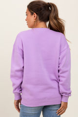 Lavender Fleece Crew Neck Relaxed Fit Maternity Sweatshirt