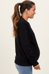 Black Fleece Crew Neck Relaxed Fit Maternity Sweatshirt