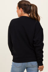 Black Fleece Crew Neck Relaxed Fit Maternity Sweatshirt