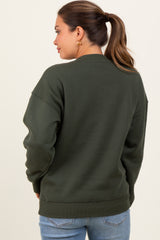 Olive Fleece Crew Neck Relaxed Fit Maternity Sweatshirt