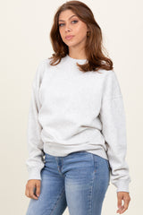 Heather Grey Fleece Crew Neck Relaxed Fit Sweatshirt