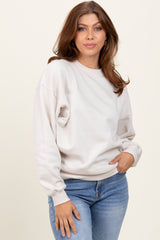 Cream Fleece Crew Neck Relaxed Fit Sweatshirt