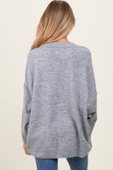 Heather Grey Oversized Crewneck Melange Knit Maternity Sweater