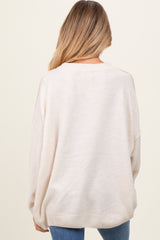 Cream Oversized Crewneck Melange Knit Maternity Sweater