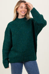 Forest Green Chunky Knit Mock Neck Sweater