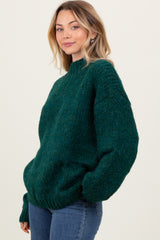 Forest Green Chunky Knit Mock Neck Sweater