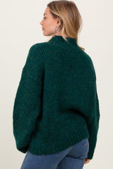 Forest Green Chunky Knit Mock Neck Sweater