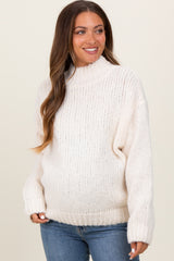 Cream Chunky Knit Mock Neck Maternity Sweater