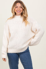 Cream  Chunky Knit Mock Neck Sweater