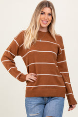 Mocha Striped Mock Neck Sweater