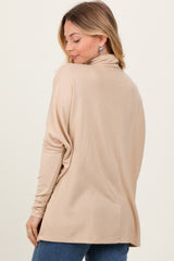 Cream Brushed Knit Turtleneck Dolman Sleeve Top