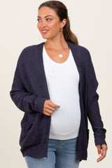 Navy Pocketed Open Maternity Cardigan