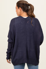 Navy Pocketed Open Maternity Cardigan