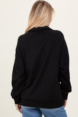 Black Half Zip Contrast Rib Sweatshirt Top