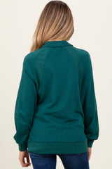 Forest Green Half Zip Contrast Rib Sweatshirt Maternity Top