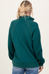 Forest Green Half Zip Contrast Rib Sweatshirt Top