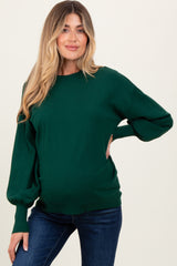 Forest Green Fine Knit Balloon Sleeve Maternity Sweater