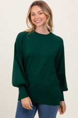 Forest Green Fine Knit Balloon Sleeve Maternity Sweater