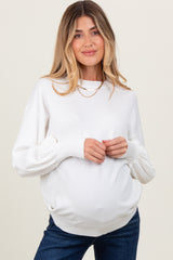 Ivory Fine Knit Balloon Sleeve Maternity Sweater