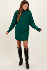 Forest Green Turtle Neck Mini Sweater Dress