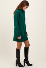 Forest Green Turtle Neck Mini Sweater Dress