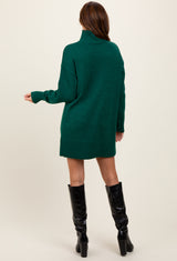 Forest Green Turtle Neck Mini Sweater Dress