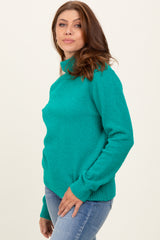 Green Turtleneck Chenille Knit Sweater