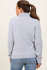 Heather Grey Turtleneck Chenille Knit Maternity Sweater