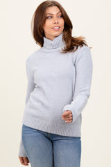 Heather Grey Turtleneck Chenille Knit Sweater