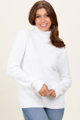 Ivory Turtleneck Chenille Knit Sweater