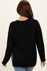 Black Diamond Knit Button Detail Sweater