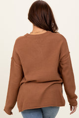 Camel Diamond Knit Button Detail Sweater