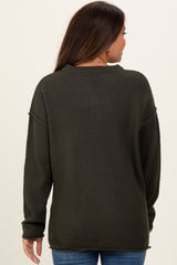 Olive Diamond Knit Button Detail Maternity Sweater