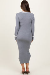 Grey Knit Bow Detail Sleeve Maternity Midi Sweater Dress