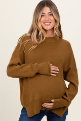 Olive Mock Neck Basic Maternity Sweater