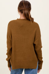 Olive Mock Neck Basic Sweater