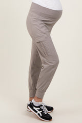 Grey Cargo Pocket Maternity Jogger Pants