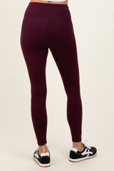 Burgundy Crossover Waistline Leggings