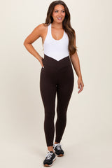 Brown Crossover Waistline Maternity Leggings